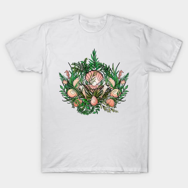 Seashell Garden On the Sea Floor T-Shirt by IrishViking2